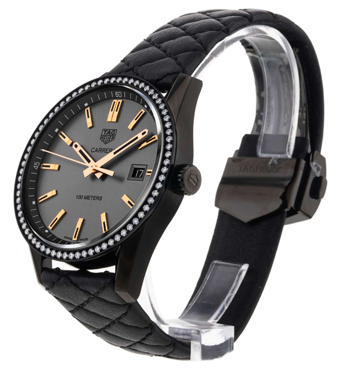 Ladies black tag heuer watch clearance
